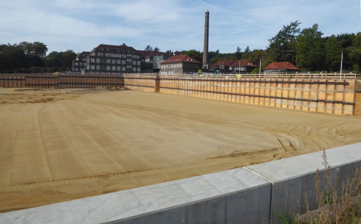 Trägerbohlverbau für Krankenhausneubau